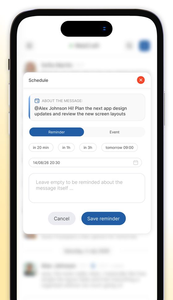 Scheduling a reminder or event from a message