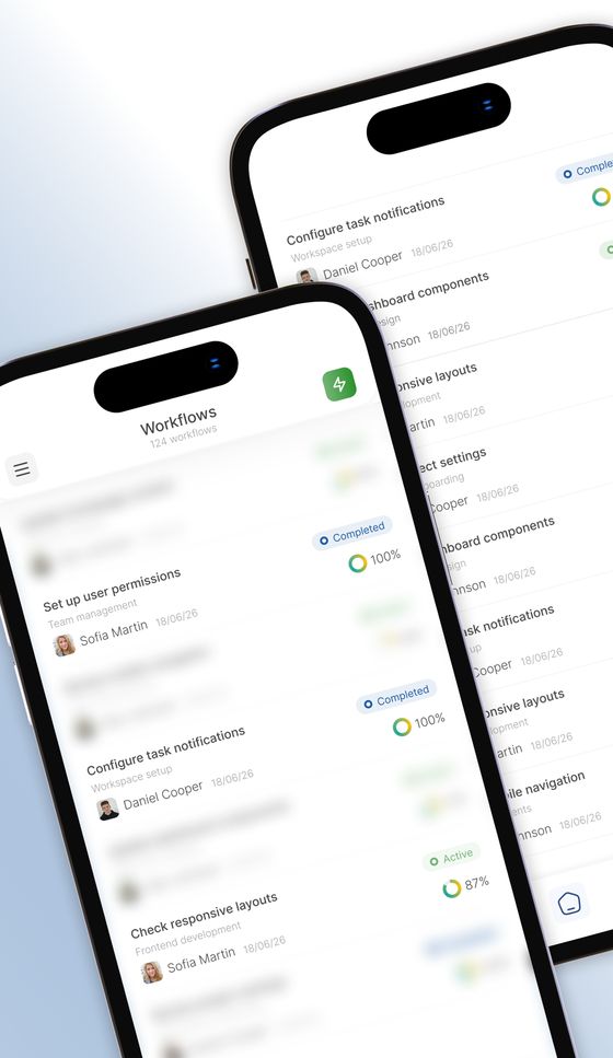 Workflow list with completion progress